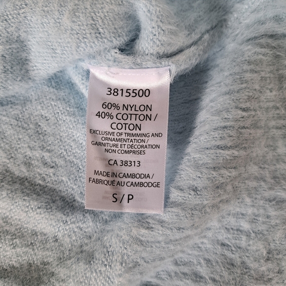 Bleu Gray Eyelash Sweater Women's Small Blue Solid Cozy Crewneck Top - Picture 7 of 13